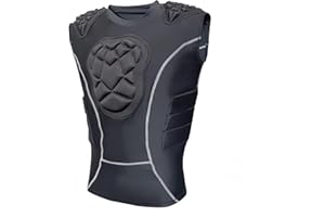 Topeter Padded Compression Shirts with Chest Guard, Rib Protector & Shoulder Pads for Contact Sports