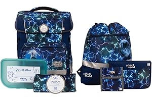 SCHOOL-MOOD - Juego de mochila escolar, 7 piezas - Hero Maxx Air+ - Incluye accesorios - Mochila ergonómica para niños y niñas - Mochila escolar para niños de 1ª a 4ª clase