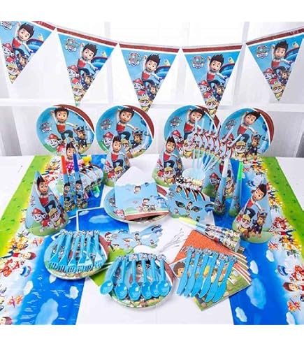 Set De Fête Paw Patrol 52 Pièces - Vaisselle Jetable Anniversaire Enfant - Assiettes, Gobelets, Serviettes