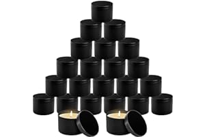 Coloch 24 Pack 8 Oz/240ml Black Candle Tin with Lid, Metal Cylinder Candle Making Container Travel Small Storage Tin Can for DIY Candles, Crafts, Holiday Gifts, 3x2.3 Inches