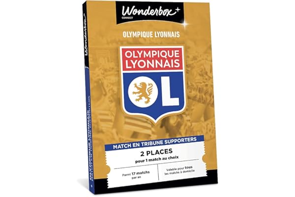 Wonderbox Connect - Coffret Cadeau - Olympique Lyonnais Supporter - 2 places pour 1 match au choix - Parmi 17 matchs par an, valable pour tous les matchs à domicile - Validité 27 mois