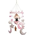 Li'll Pumpkins™ Ballerina Felt Baby Mobile, Moon Starry Sky Crib Mobile Nursery, Night Baby Mobile, Kids Mobile, Minimalist Mobile-Pink