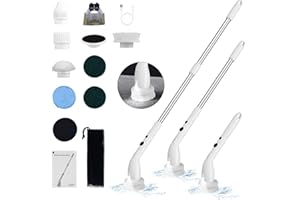 CkeyiN Pro Spazzola Rotante Pulizia Casa, 8 IN 1Spazzola Elettrica Rotante con 8 Testine Sostituibili e 2 Velocità di Rotazione per Auto, Bagno, Cucina, Vasca