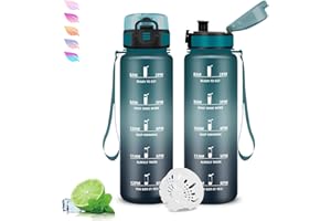 GRSTA Botella Agua 500ml, Botella Agua Niños con Filtro, a Prueba de Fugas, Cantimplora Infantil, Fácil de Limpiar, Cantimplora con Marca de Tiempo, para la Escuela, Oficina, Gym, Adulto, Running, Acampar