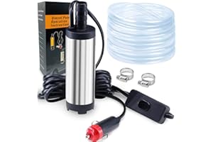 OUSINBY Fuel Transfer Pump,12V Diesel Pump Oil Pump Portable Stainless Steel Submersible Pump Small Kerosene Pump and 3 Meter Hose for for Vehicle Camper Truck Caravan Motorhome