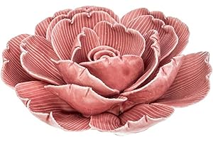 HOGAR Y MAS Rosa Flor Decorativa de Cerámica, Figura Decoración Original 10 cm - Rosa