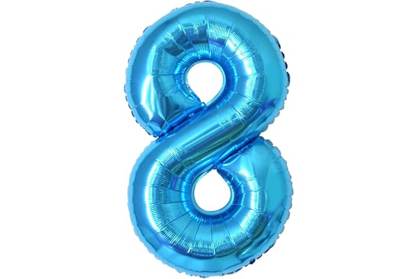 Ballon d'anniversaire chiffres 8ans | Bleu Ballon Helium 8ans ballons 40" - Décoration d'anniversaire de 101 cm Deco
