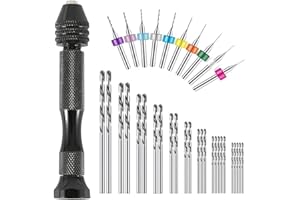 Mandouer 36pcs Precision Pin Vice Hand Drill Set with 0.5-3.0mm HSS Small Drill Bits and 0.3-1.2mm PCB Bits for Craft, Resin, Jewellery Making, and Electronic Drilling