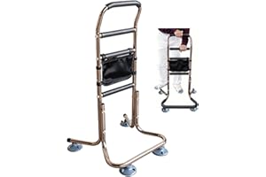 LENGSUAA Stand Assist Aid for Elderly, Adjustale Height Aluminum Alloy Standing Aids & Supports with Foam Non-slip Cover, Storage Bag and Non-slip Suction Cup, For the Elderly, Disabled, Pregnant Women