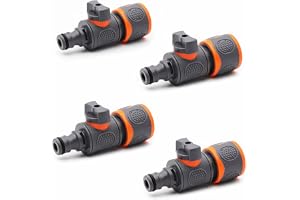 Slangkoppling med reglerventil, trädgårdsslanganslutning, 4-pack slangkontakt med avstängningsventil, vattenslang 1/2 tum för