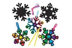 Baker Ross Snowflake Scratch Art Decorations Pack of 10 - Christmas Decoration Craft Kit for Kids, Festive Craft Activities for Children (AR769)
