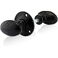 XFORT® Antique Black Oval Rim Knob, Sturdy Brass Door Knob Handles, Gate Handles, Complete with Colour Matched Screws for Use with Rim Sashlocks