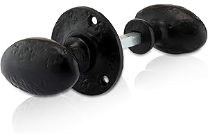 XFORT Pomello Ovale, Maniglie per Cancelli, Pomello In Ottone, Maniglie per Porte Complete di Viti In Tinta per L'Uso con Serrature A Cerniera. Nero ghisa