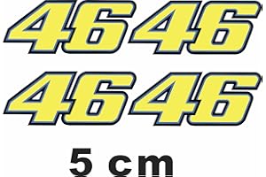 STICKERLOVESHOP Valentino Rossi Motorrad Aufkleber 46 (Gelb in 5, 10, 15 cm) - Wetterfester Sticker für Auto, Motorrad & Roller - Moto GP Startnummer Fanartikel (5 cm)
