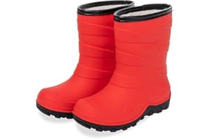 FUNCOO PLUS Kids Warm Fleece Wellies, Girls Boys Winter Waterproof Rain Boots Children Snow Boots Wellington Boots Size 9-3 UK Child