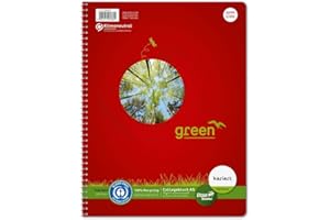 STAUFEN URSUS Green 608592020 Cahier à carreaux – A5, 160 feuilles, 70 g/m², 5 mm