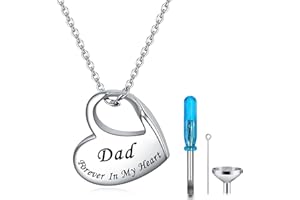 YOTHIWAD Heart Urn Necklace for Ashes Cremation Jewelry Forever in My Heart Engraved Stainless Steel Keepsake Waterproof Memorial Pendant for loved One with Filling Kit