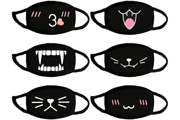 6-Pack Söta Masker - Dammsäkra, Kreativa Mönster, Skyddande, Tecknade och Återanvändbara