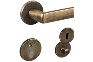 Gedotec - Maniglia per porta vintage con rosetta in ottone per porte della camera - LUCE - Maniglia per porta in bronzo anticato - maniglia BB - buntbart - 1 set - maniglie con materiale di fissaggio