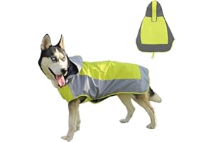KOOLYOUTH Hunderegenmantel Wasserdicht, Verstellbarer Regenmantel Hund mit Reflexstreifen und Kapuze, Regenjacke Hund für Outdoor Wandern, Regencape Hunde für Kleine, Mittelgroße und Große Hunde (Grün, XXL)