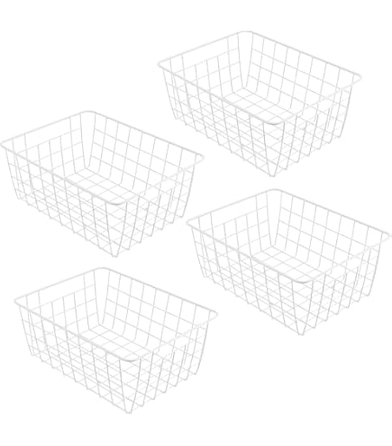 Mipcase Lot de 2 Paniers Métalliques Empilables pour Congélateur Rangement Pratique pour Réfrigérateur pour Fruits et Légumes 30X20X15 CM Organisation Garde-Manger