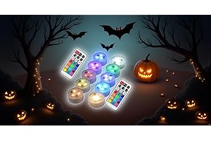 Afoosoo Halloween Kürbis Lichter RGB Unterwasser Multi Farbwechsel Flammenlose LED Runde CR2450 Batteriebetriebene Super Helle Weiße Warmweiße LED mit Fernbedienung