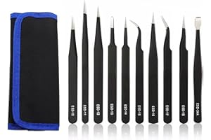 ROSYLEVE Zestaw 10 sztuk pęsety precyzyjnej ze stali nierdzewnej ESD, do elektroniki, rzemiosła, biżuterii, zegarmistrzów, biżuterii, rękodzieła DIY