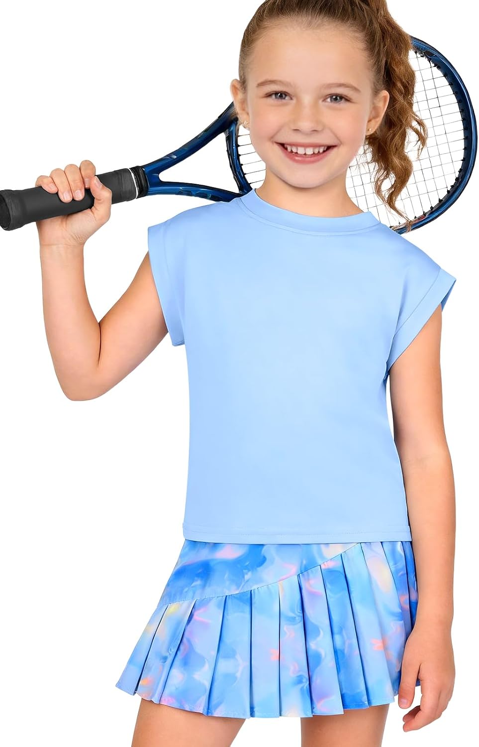 Autmor Traje de tenis para niña, camiseta sin mangas y falda de tenis, falda plisada con bolsillos interiores, traje deportivo para golf, bádminton y monopatín