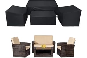 WISCLASS Patio Furniture Covers,4-Piece Outdoor Garden Covers,Waterproof 420D Heavy Duty Set covers Windproof，Durable Fade Rip Resistant Black, XCP092