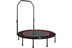 LN COZY CORNER Foldable Fitness Trampoline, Max 485lbs(220kg), Rebounder Exercise Trampolines with Adjustable Handrail, Indoor/Outdoor Mini Trampoline for Home Workout