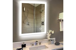Drumm Espejo de Baño con Iluminación, LED Espejo de Pared 90 * 70 cm, Antivaho, con Interruptor Táctil, Luz Blanca Fría, 6400 K