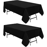 Utopia Kitchen Polyester Tablecloth 60" x 84" (Pack of 2, Black) Machine Washable Table Cover Ideal for Parties, Events, Wedd