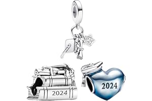 Feitery La Graduación Charm Compatible Pandora Pulsera Joyas Marineras de Verano Murano Glass Charms Abalorios para Mujer