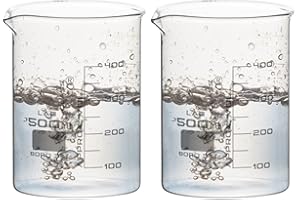 THIS-TRADING This-Trade - 2 x 500ml Lab glass Beaker - Low Form Boro Glass with spout. 500 ml Scientific Laboratory Glassware Beakers flasks. 3.3 Borosilicate glass container Printed Graduation (Vol: 500ml x 2)