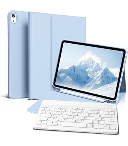 WINCHKING Toetsenbordhoes voor iPad A16 11/10 Generatie 2025/2022 (11/10,9 inch), Hoes met toetsenbord voor iPad 11/10 Generatie, 7 kleuren verlichting, Bluetooth magnetisch QWERTZ-indeling, Roze