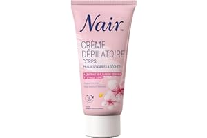 NAIR - Crème Dépilatoire Corps spécial Peaux Sèches & Sensibles, aux Extraits de Fleur de Cerisier & d'Huile de Riz, Formule Hydratante, Tube de 200ml et spatule