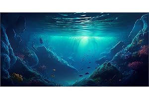 MIRRORANG 91x50cm Tropical Fish Tank Poster Backdrop River Bed & Lake Aquatic Plant Undersea Aquarium Background