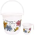Kuber Industries Unbreakable Virgin Plastic Bathroom Bucket with Mug Set|Size 30 x 30 x 29 CM (White)-KUBMART010297