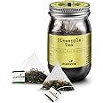 Charbrew Pineapple Tea Blend – 16 Compostable Fine Mesh Pyramid Teabag Infusers with String & Tag in Reusable Glass Mason Jar Premium Tea from Sri Lanka 40g/1.14oz