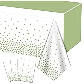 Sage Green Tablecloths - Sage Green Dot Tablecloths Rectangle 220cm x 130cm for Gender Neutral Birthday Party and Sage Green