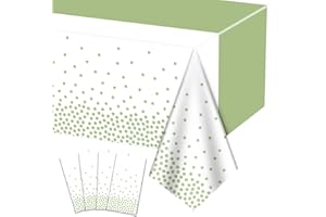 Hegbolke 4Pcs Sage Green Tablecloths - 86.6"x51.2" Rectangular Green Dot Table Covers for Home Gender Neutral Birthday Party Sage Green Baby Shower Decorations