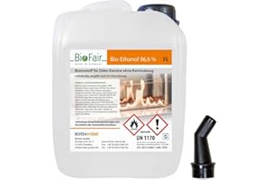 ‎BIOFAIR BioFair Bioethanol - Reiner Brennstoff - Bioethanol für Bioethanolkamin, Ethanol Tischkamin, Wandkamin Indoor - 5 Liter