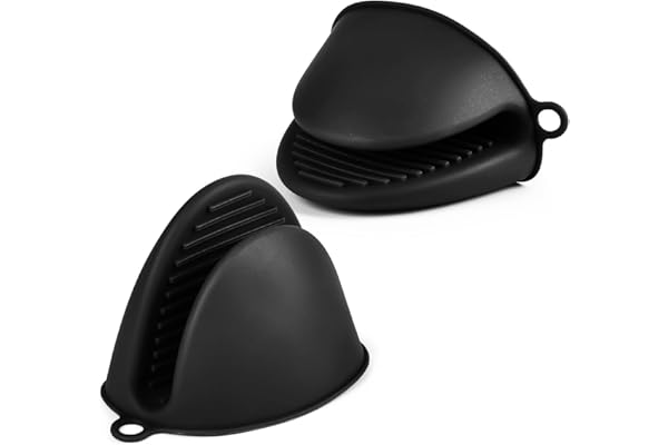 AUAUY Gant de Cuisine épais en Silicone, 1 Paire Gants de Four Résistant à la Chaleur, Gants de Cuisine Antidérapants, Gant Cuisine Anti Chaleur pour Cuisiner, Barbecue, Cuisson (Noir)