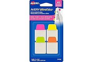 AVERY 40 Mini ingletes/de página adhesivos 25,4 mm (rosa, amarillo, naranja, verde) – neón