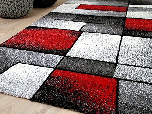 Designer Teppich Brilliant Rot Grau Fantasy in 5 Größen - 2