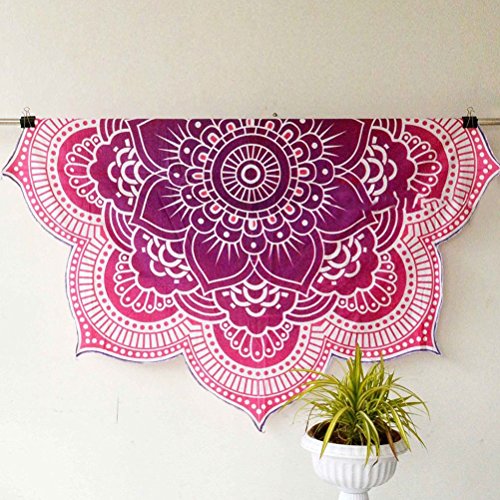 Pixnor Mandala Runde Lotus Strand werfen Gobelin Decke Wolldecke Hippie Boho Zigeuner Tischdecke Strandtuch Runde Yoga Matte lila - 3