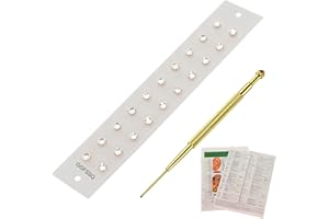 IMTUANZI Ear Seeds Acupuncture Kit - Ear Press Auriculotherapy Seeds with Free English Ear Chart Guide & Retractable Copper Probe Pen for Anxiety Relief and More(Crystal-20Pcs)