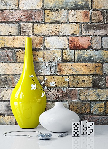 Steintapete Vliestapete Stein Beige Rot Grau Natur , schöne edle Tapete im Steinmauer Design , moderne 3D Optik für Wohnzimmer, Schlafzimmer oder Küche inkl. Newroom Tapezier Ratgeber mit super Tipps!