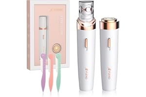 BUBBACARE Epilierer damen, Epilierer damen gesicht kabelloser 2 in 1, Kabelloser Mini Elektrischer Gesichtsrasierer Damen mit LED-Licht, Haarentfernungsgerät für Gesicht, Achselhöhle, Bein, Arme, Bikini