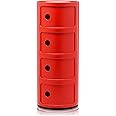 Kartell Componibili Contenitore 4 Elementi, Base Tonda, ABS, Rosso, 32 x 32 x 77 cm
